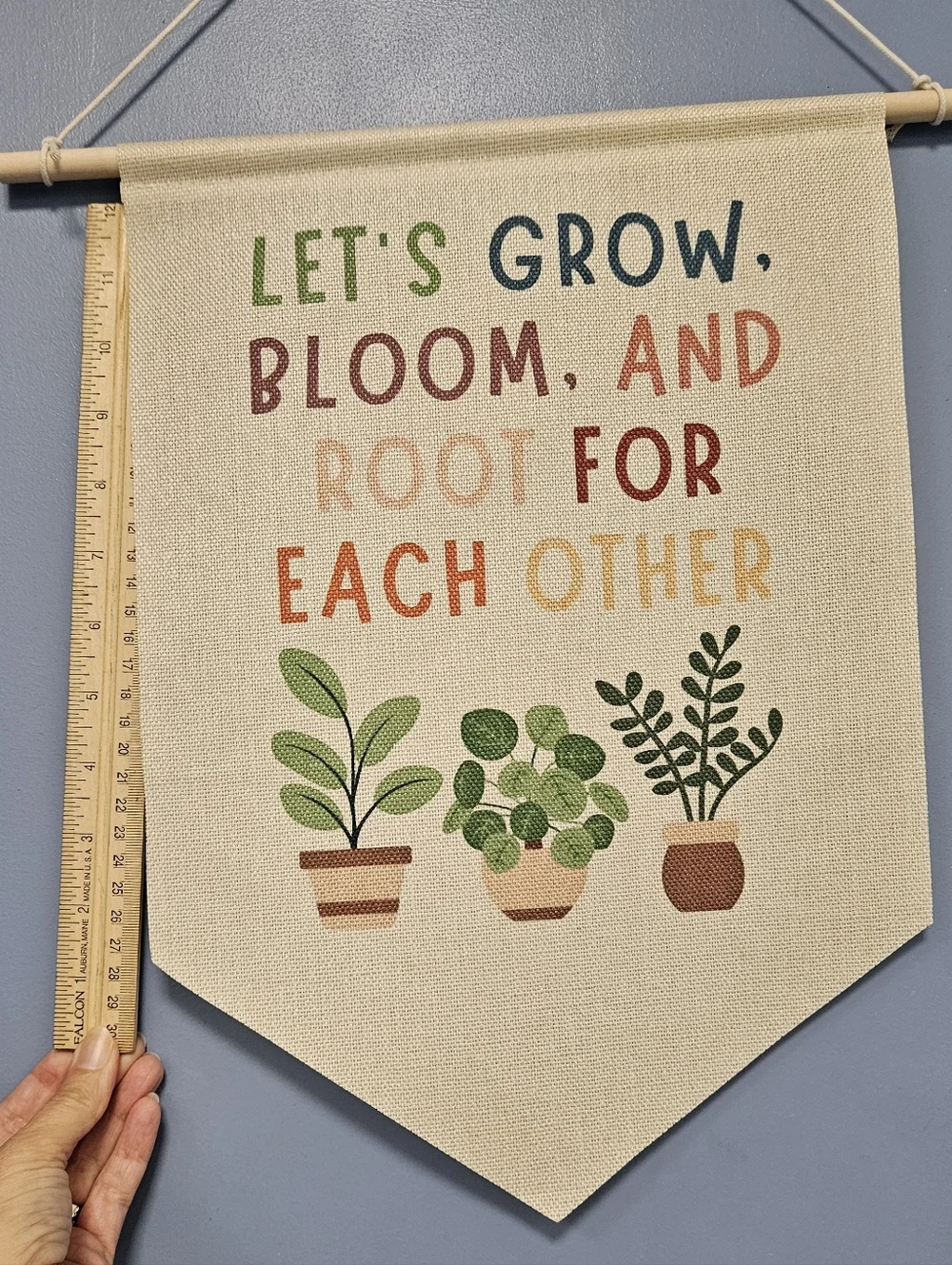 Let's Grow Bloom and Root For Each Other Canvas Wall Banner - Plants Decor